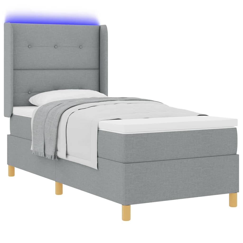 Krevet s opruga kutije Svijetlo siva 90 x 190 cm tkanina