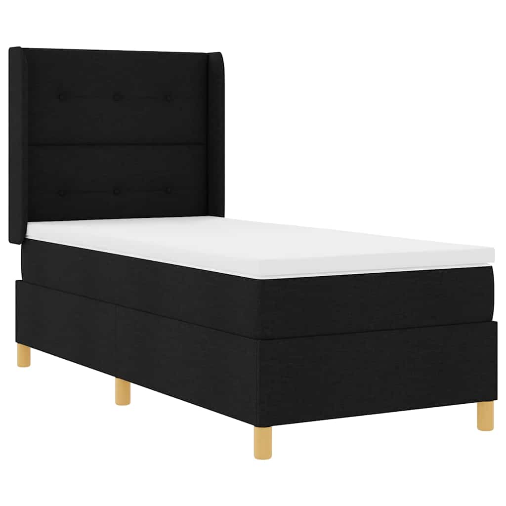 Krevet s opruga kutije s LED trakama Crna 90 x 200 cm tkanina