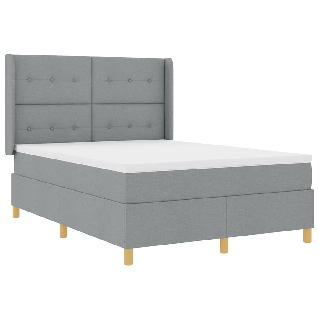 Krevet s opruga kutije Svijetlo siva 140 x 190 cm tkanina