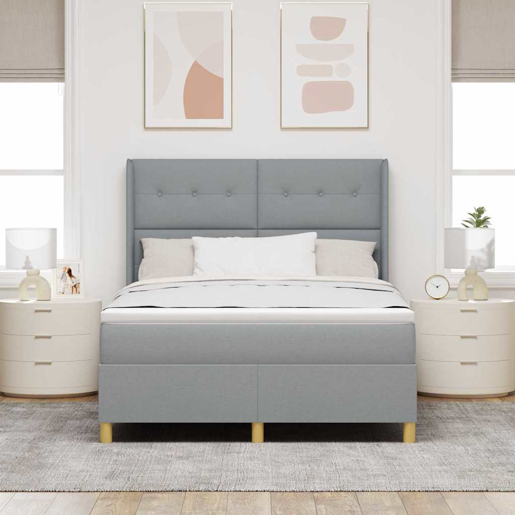 Krevet s opruga kutije Svijetlo siva 140 x 200 cm tkanina