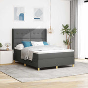 Krevet s opruga kutije s LED trakama Siva 160 x 200 cm tkanina