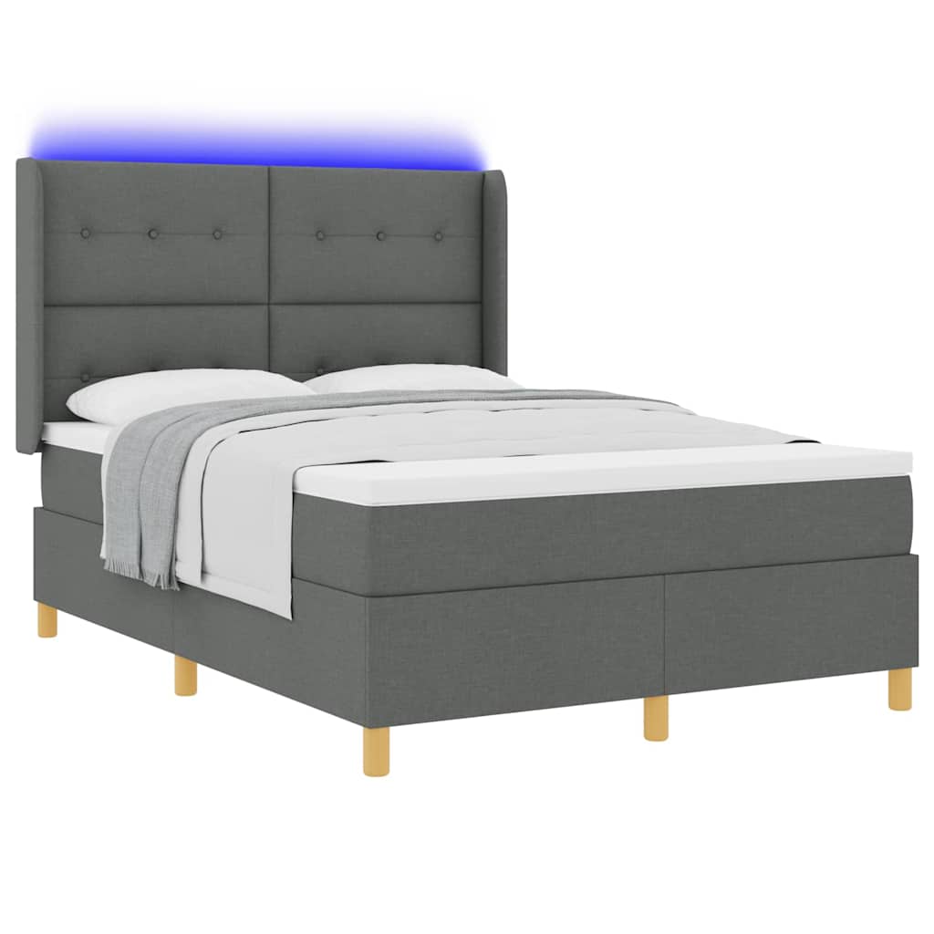 Krevet s opruga kutije s LED trakama Siva 160 x 200 cm tkanina