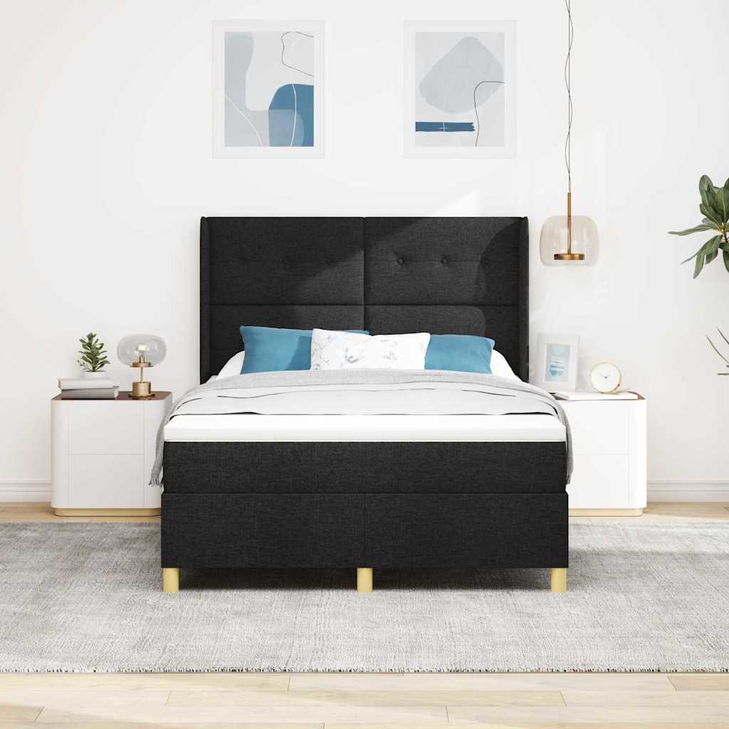 Krevet s opruga kutije s LED trakama Crna 160 x 200 cm tkanina