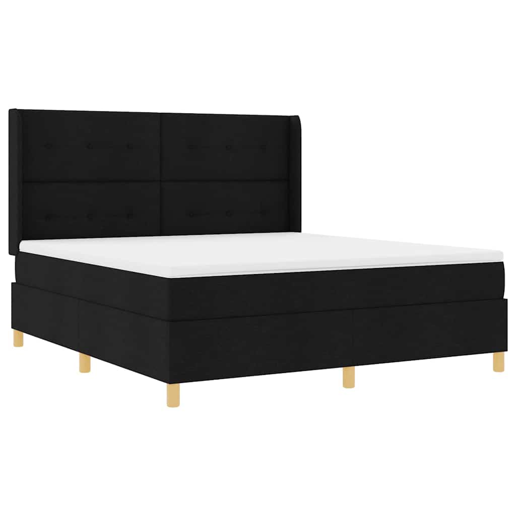 Krevet s opruga kutije s LED trakama Crna 180 x 200 cm tkanina