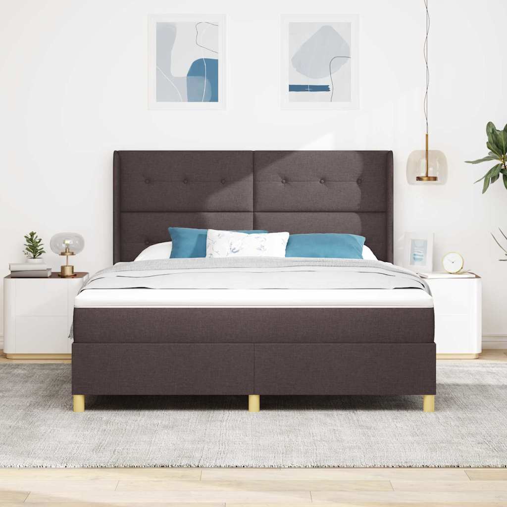Krevet s opruga kutije s LED trakama Smeđa 180 x 200 cm tkanina
