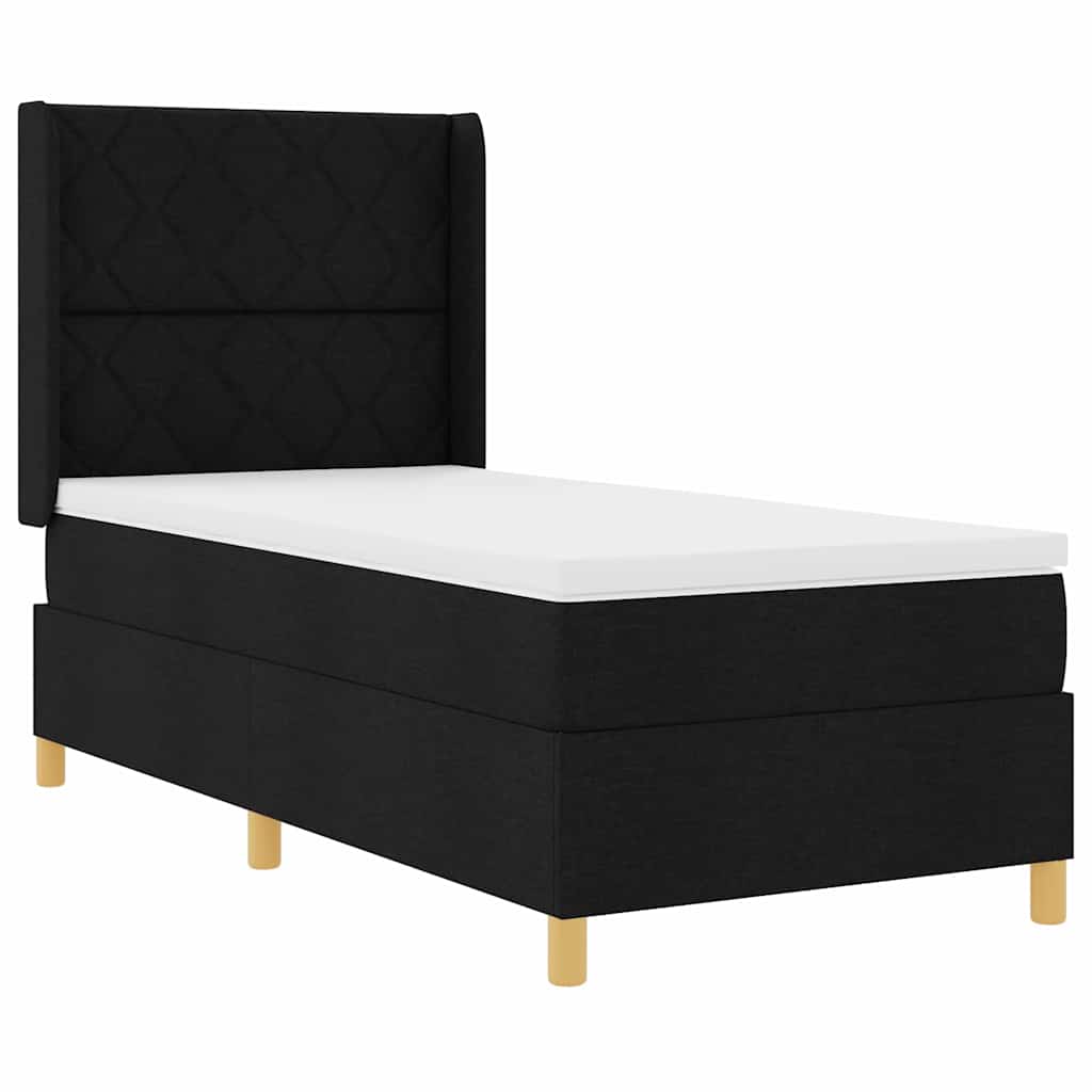 Krevet s opruga kutije s LED trakama Crna 100 x 200 cm tkanina