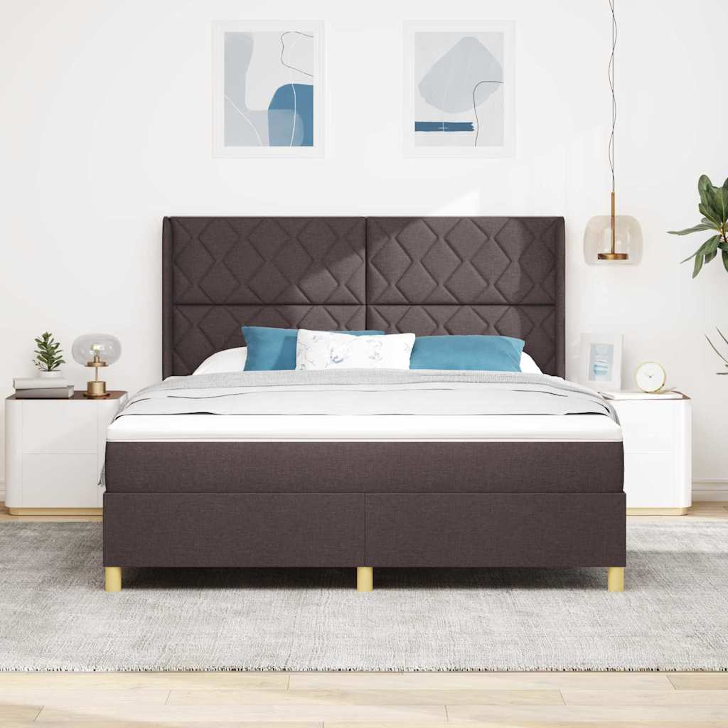 Krevet s opruga kutije s LED trakama Smeđa 180 x 200 cm tkanina