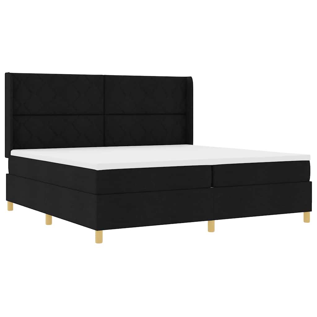 Krevet s opruga kutije s LED trakama Crna 200 x 200 cm tkanina