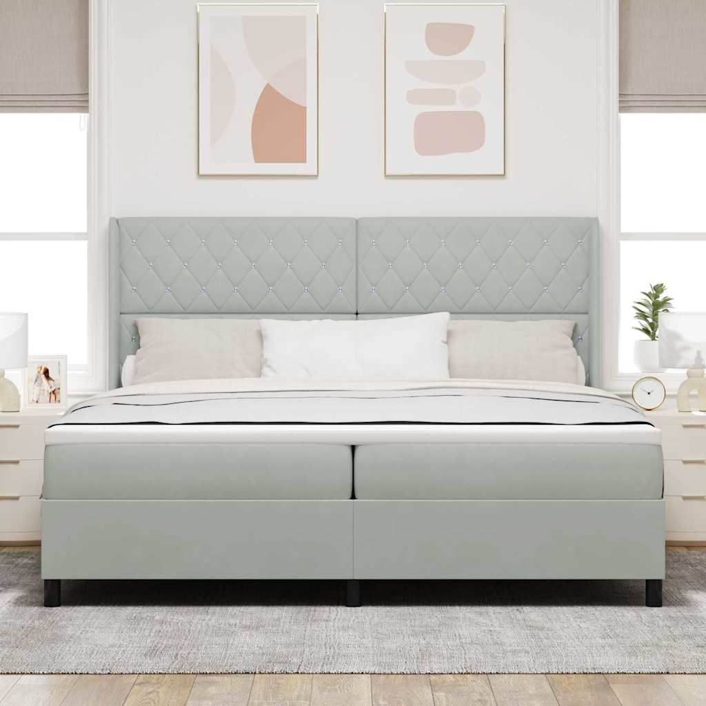 Krevet s opruga kutije Svijetlo siva 200 x 200 cm Baršun