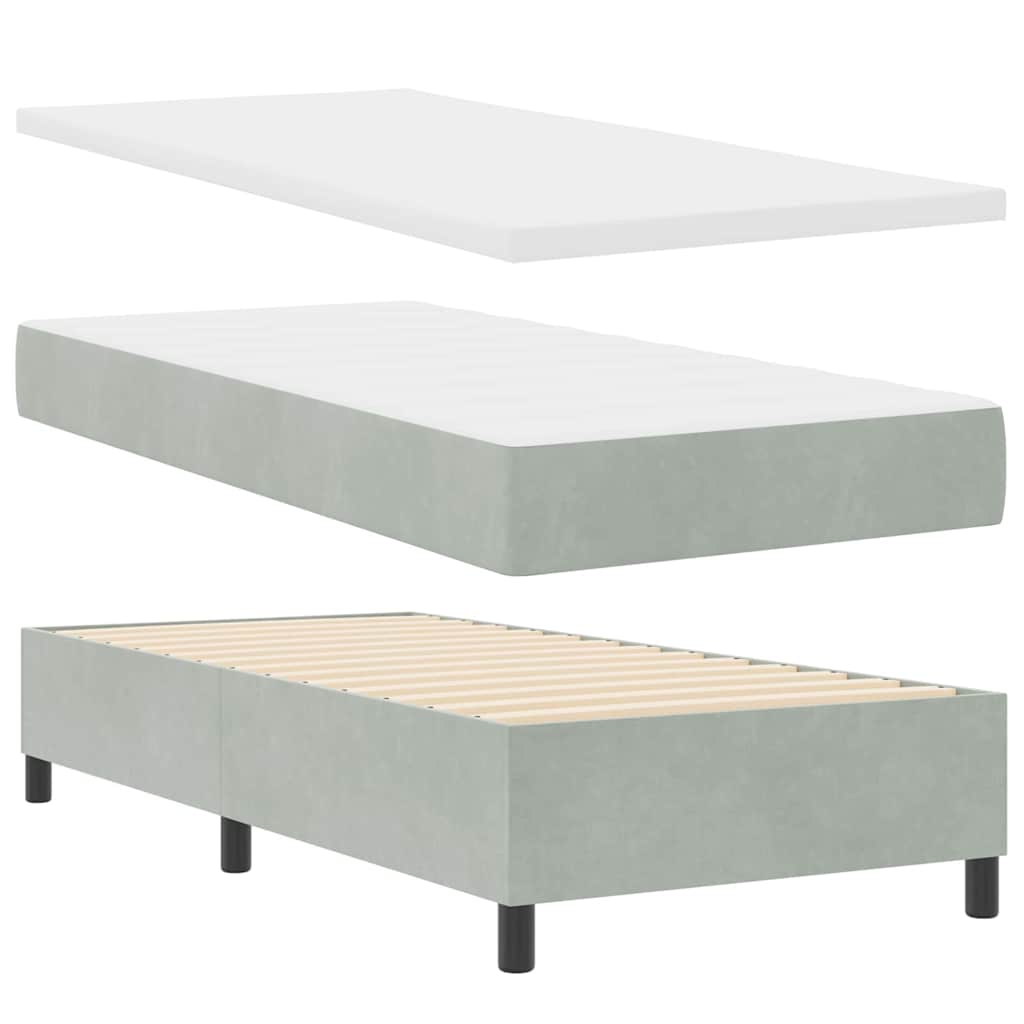 Krevet s opruga kutije Svijetlo siva 90 x 200 cm Baršun