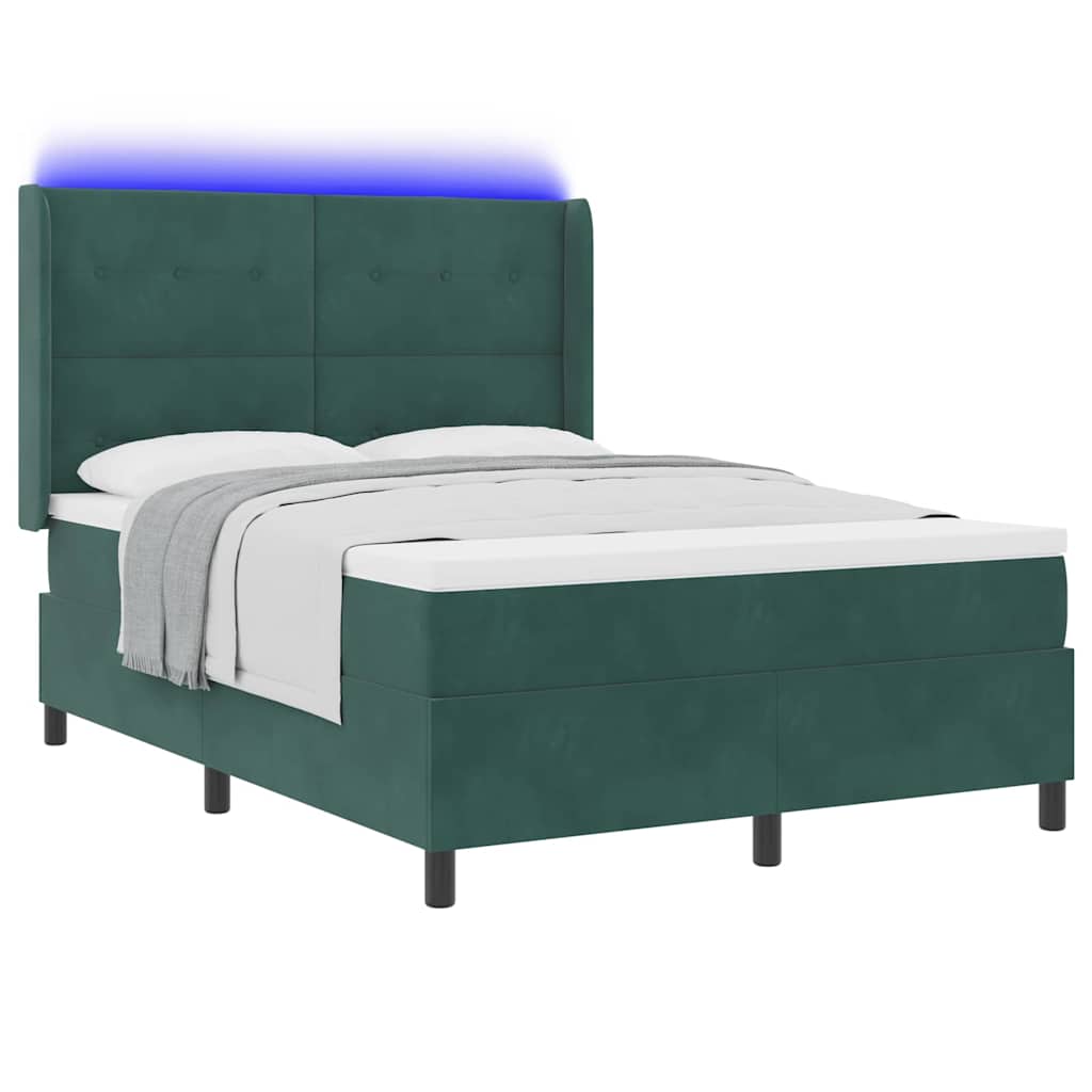 Krevet s opruga kutije Tamnozelena 140 x 200 cm Baršun