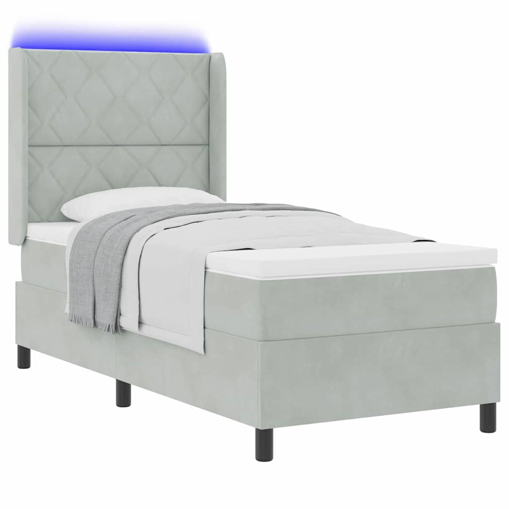 Krevet s opruga kutije Svijetlo siva 90 x 190 cm Baršun