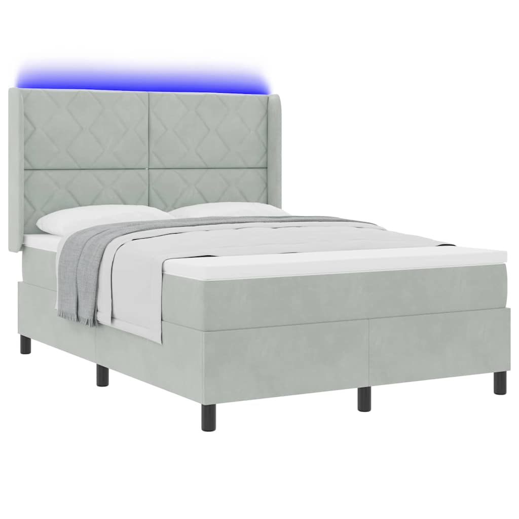 Krevet s opruga kutije Svijetlo siva 140 x 190 cm Baršun