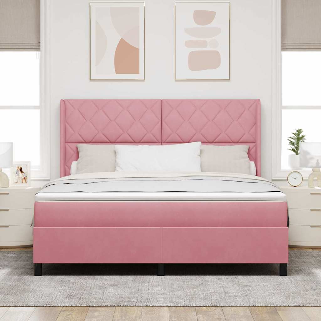 Krevet s opruga kutije Ružičasta 180 x 200 cm Baršun