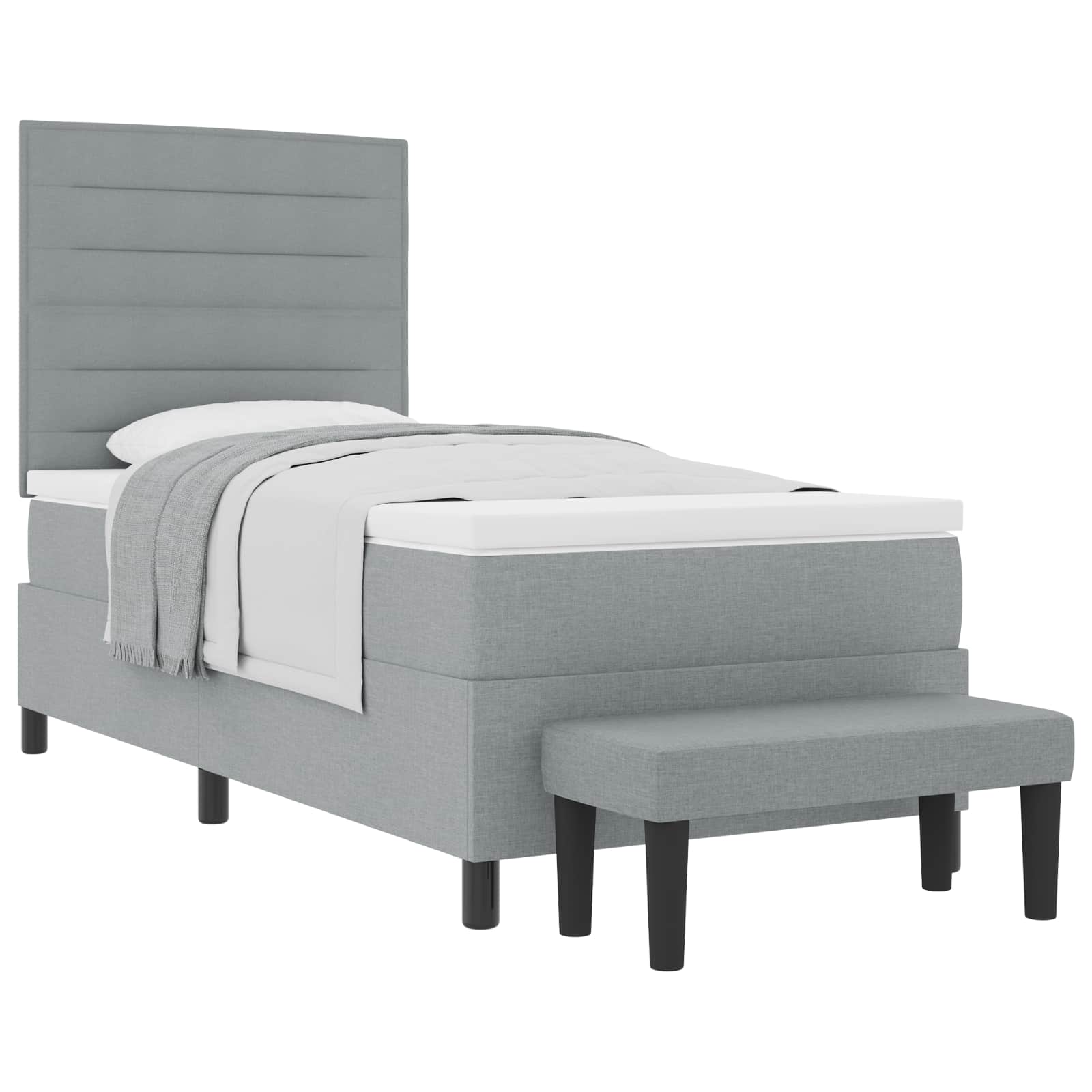 Krevet s opruga kutije Svijetlo siva 90 x 190 cm tkanina