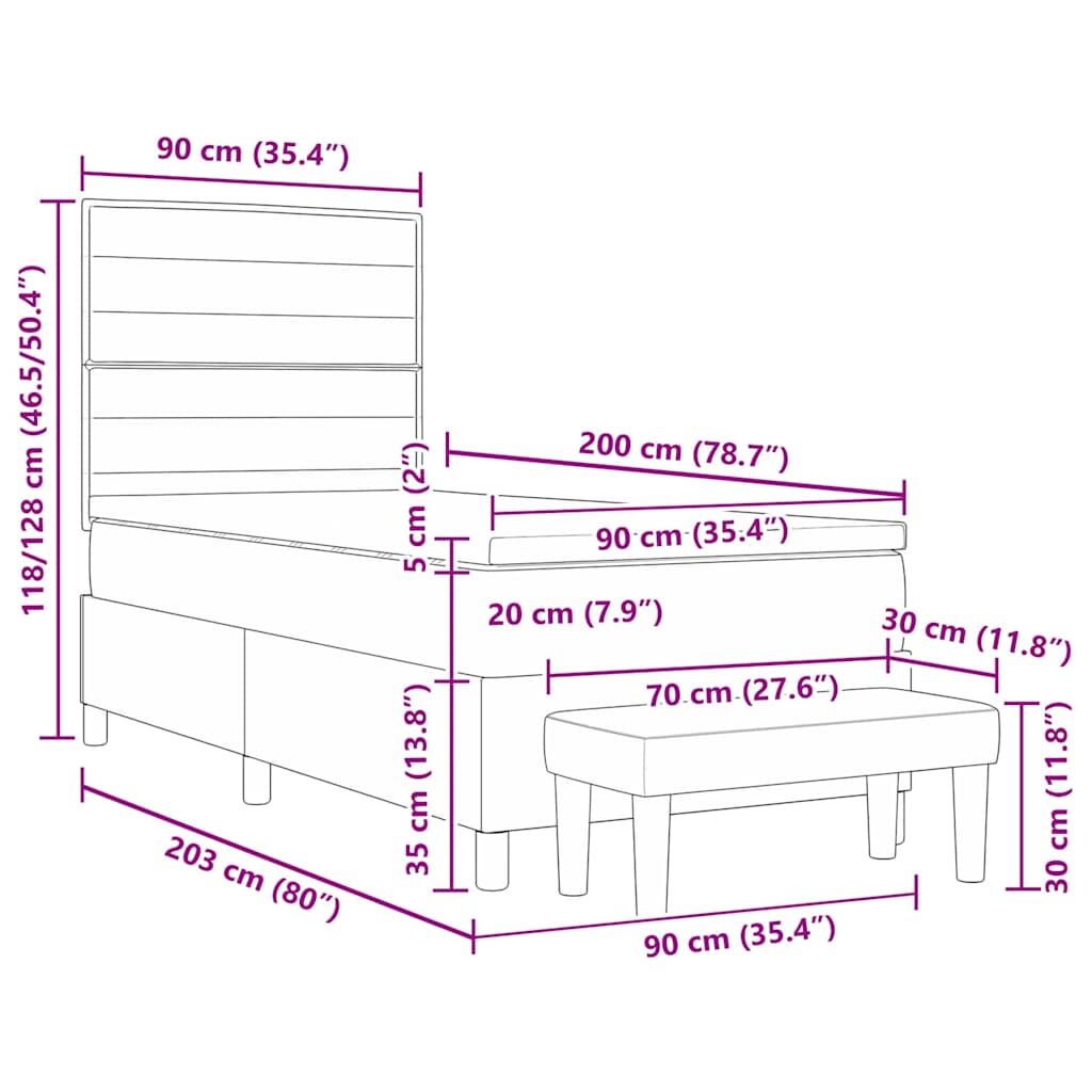 Krevet s opruga kutije s uzglavljem Plava 90 x 200 cm tkanina