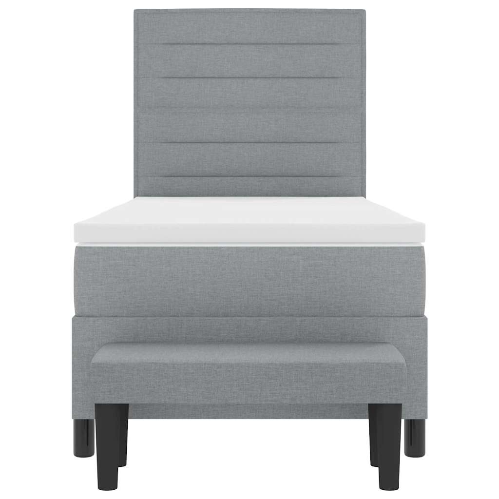 Krevet s opruga kutije Svijetlo siva 100 x 200 cm tkanina