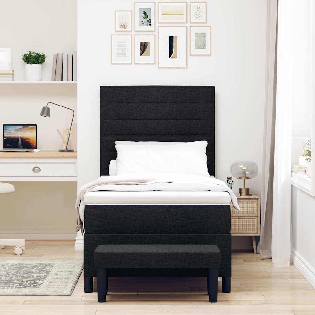 Krevet s opruga kutije s uzglavljem Crna 100 x 200 cm tkanina