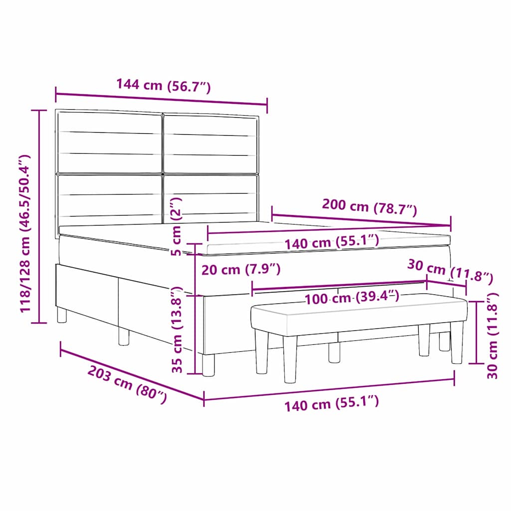 Krevet s opruga kutije s uzglavljem Plava 140 x 200 cm tkanina