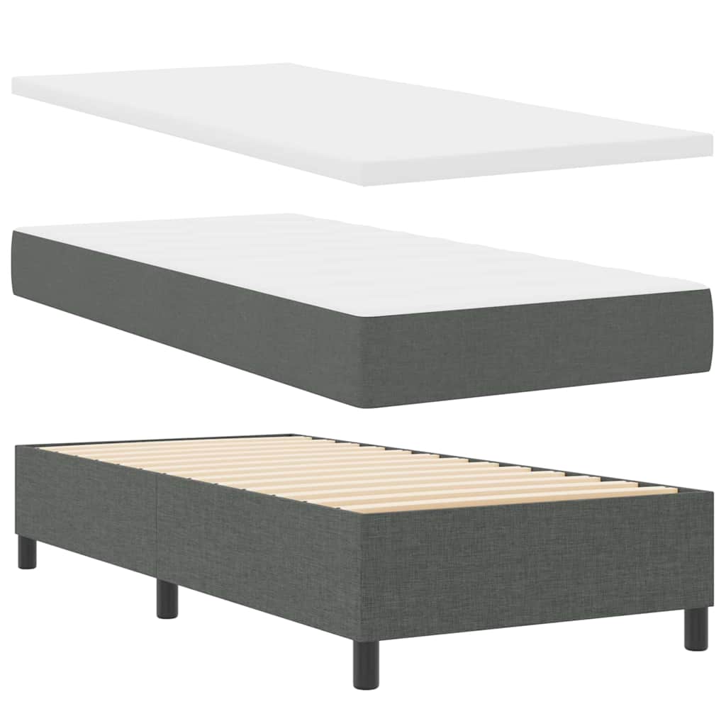 Krevet s opruga kutije Tamno siva 90 x 200 cm tkanina