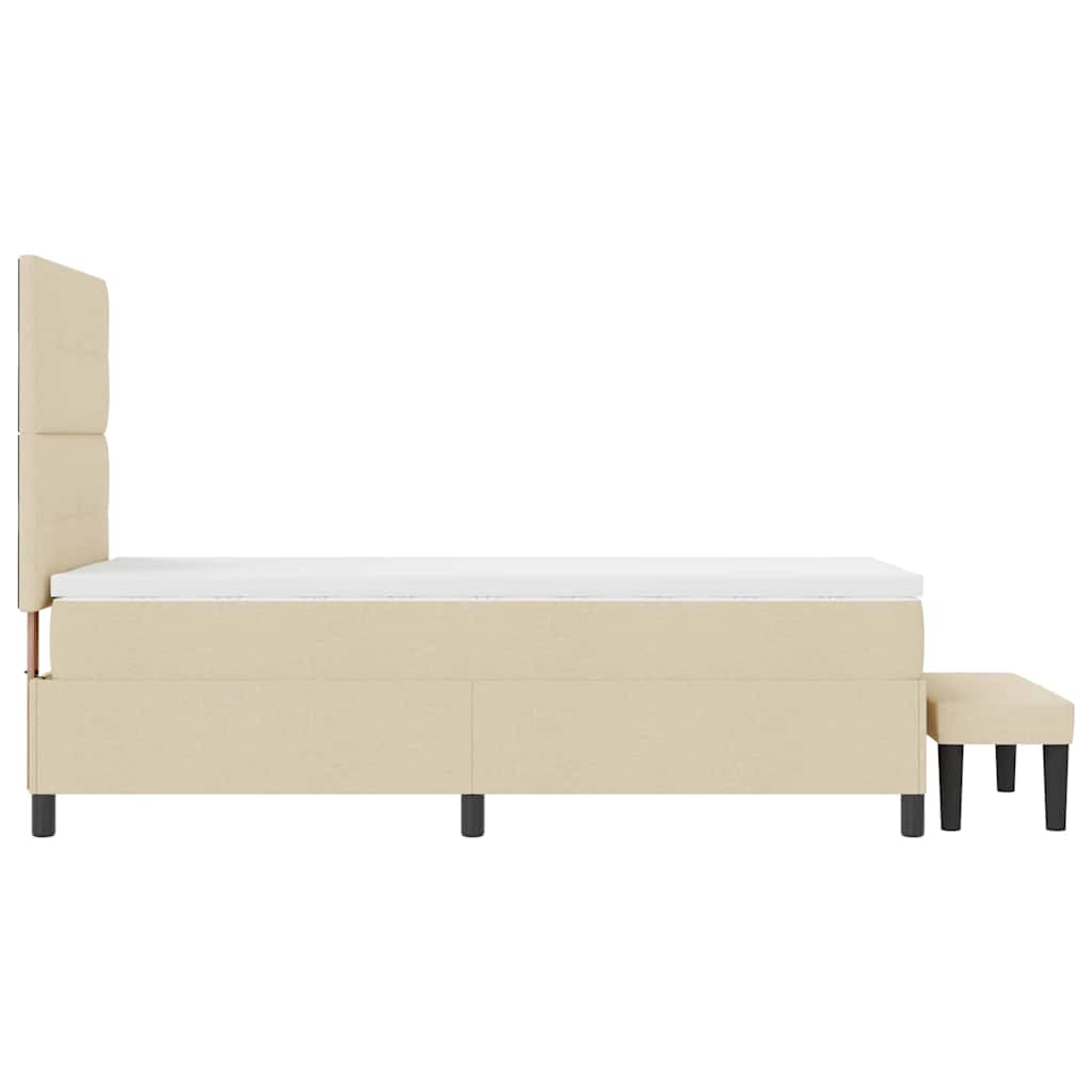 Krevet s opruga kutije s uzglavljem Krema 90 x 200 cm tkanina