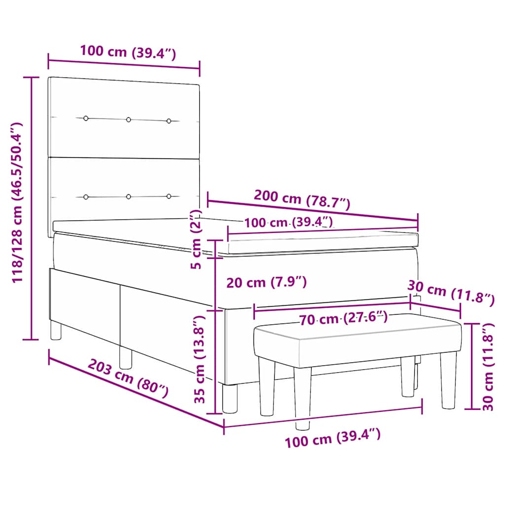 Krevet s opruga kutije s uzglavljem Plava 100 x 200 cm tkanina