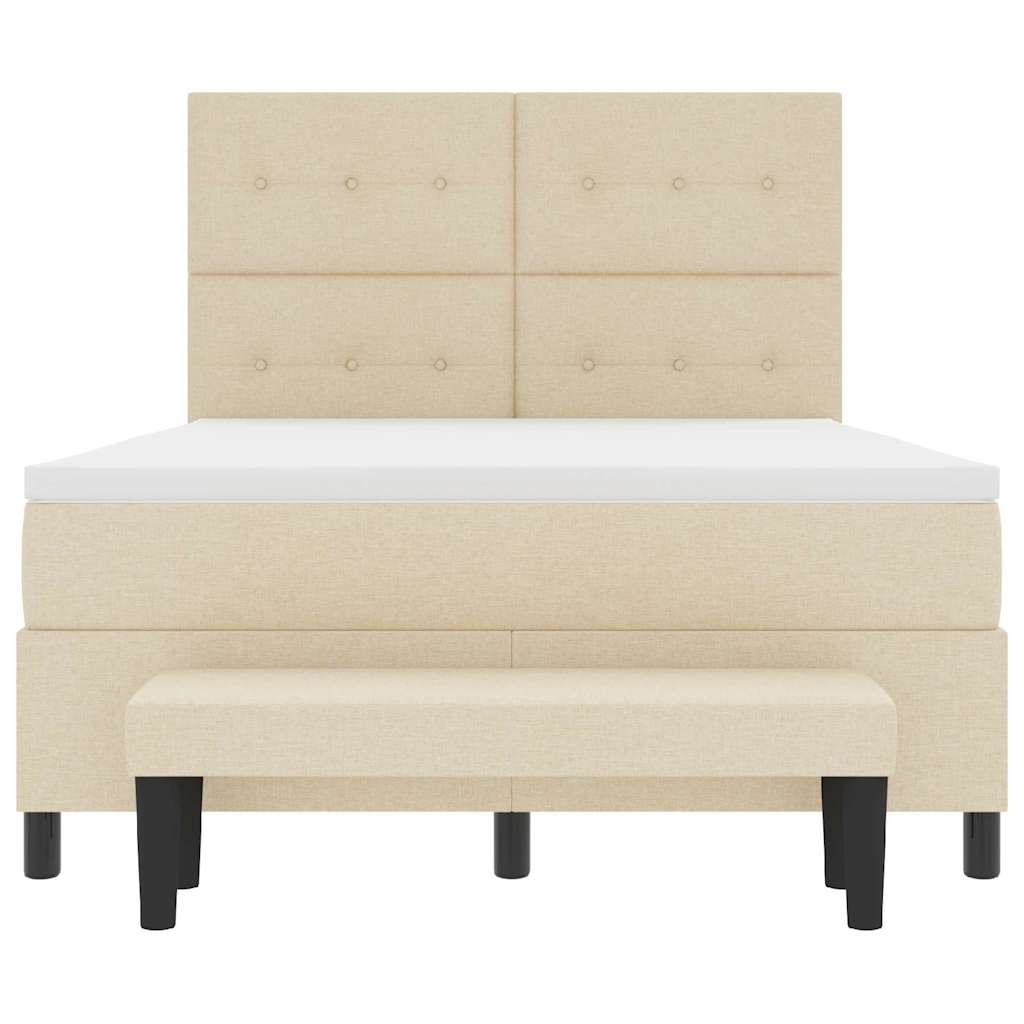 Krevet s opruga kutije s uzglavljem Krema 160 x 200 cm tkanina