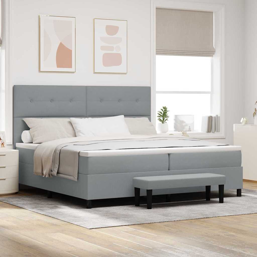 Krevet s opruga kutije Svijetlo siva 200 x 200 cm tkanina