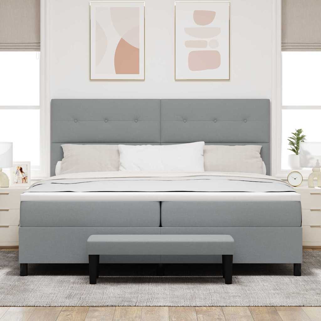 Krevet s opruga kutije Svijetlo siva 200 x 200 cm tkanina