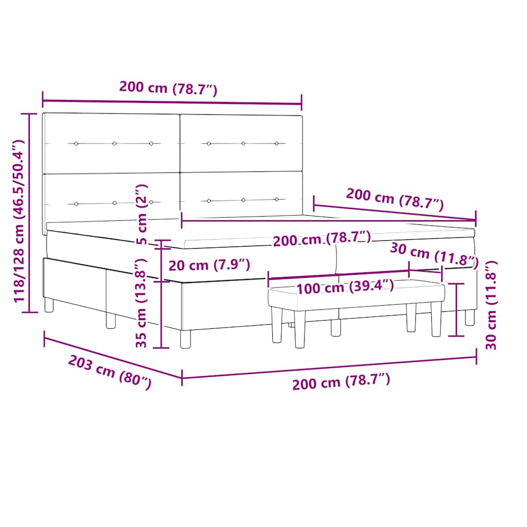 Krevet s opruga kutije Svijetlo siva 200 x 200 cm tkanina