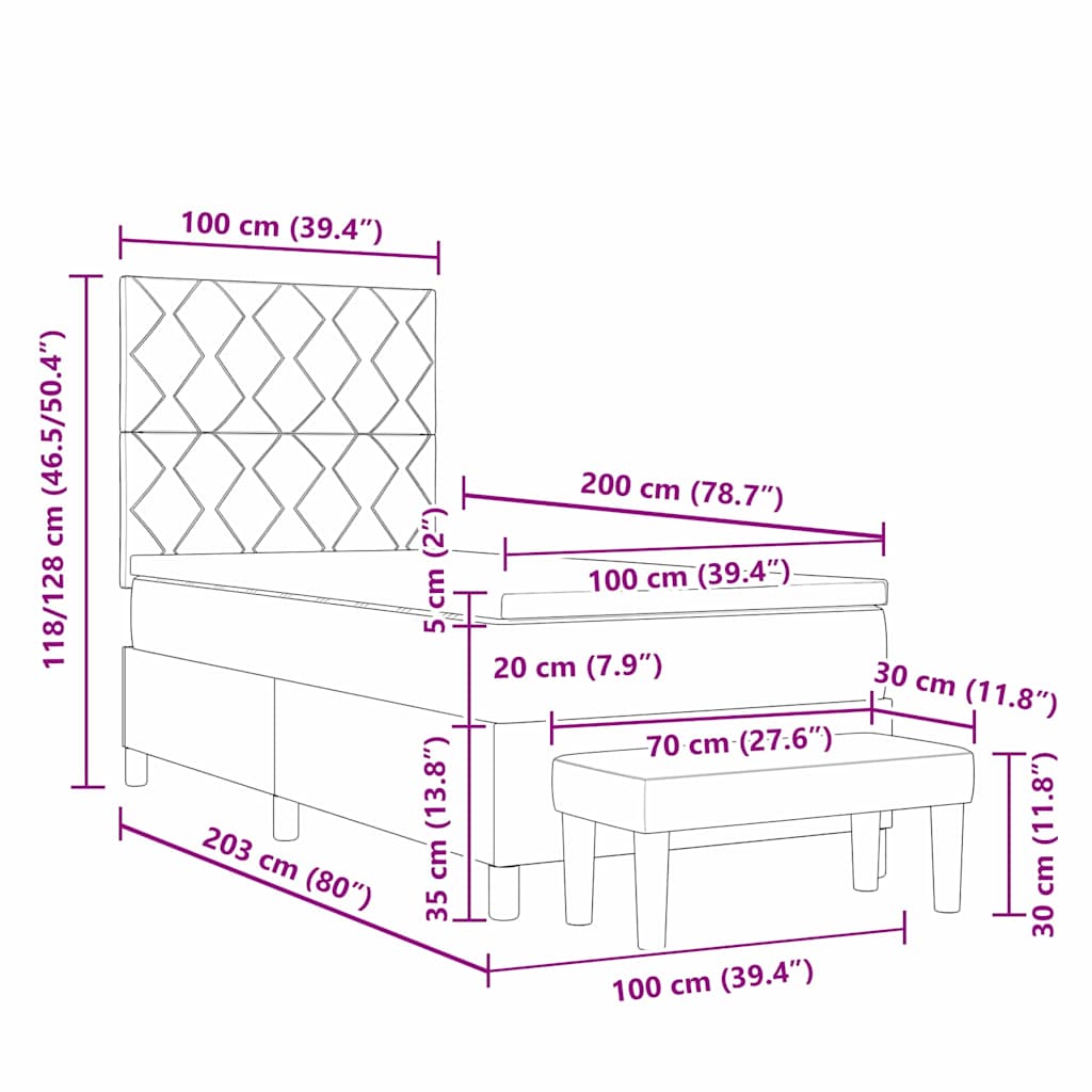 Krevet s opruga kutije s uzglavljem Plava 100 x 200 cm tkanina