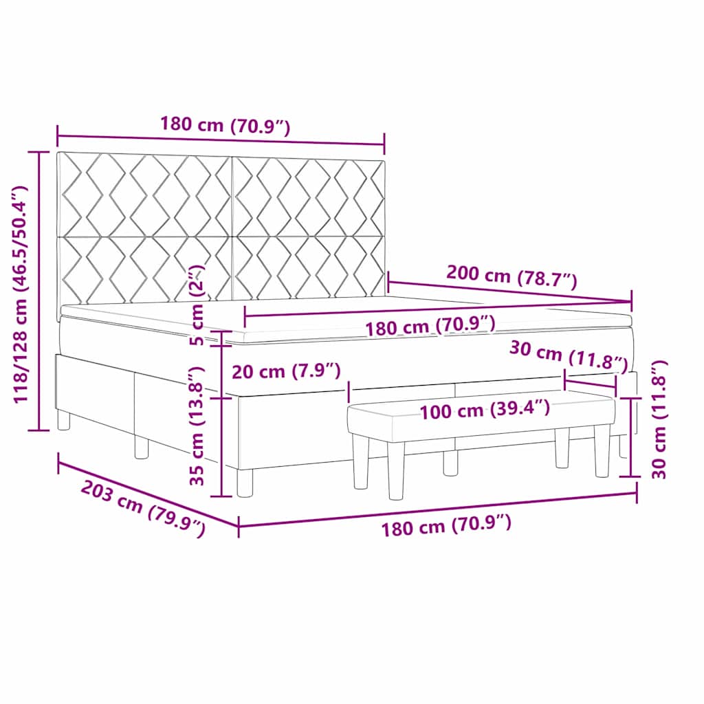 Krevet s opruga kutije Svijetlo siva 180 x 200 cm tkanina