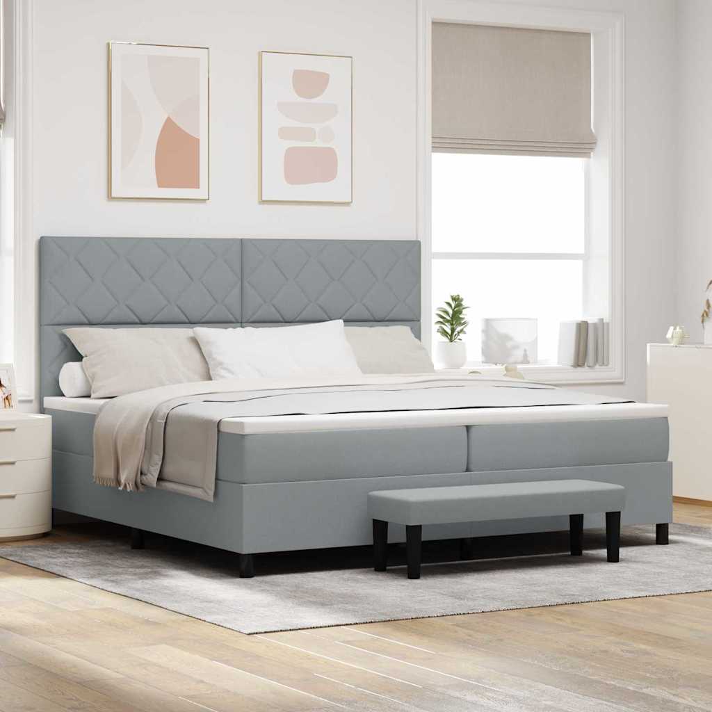 Krevet s opruga kutije Svijetlo siva 200 x 200 cm tkanina