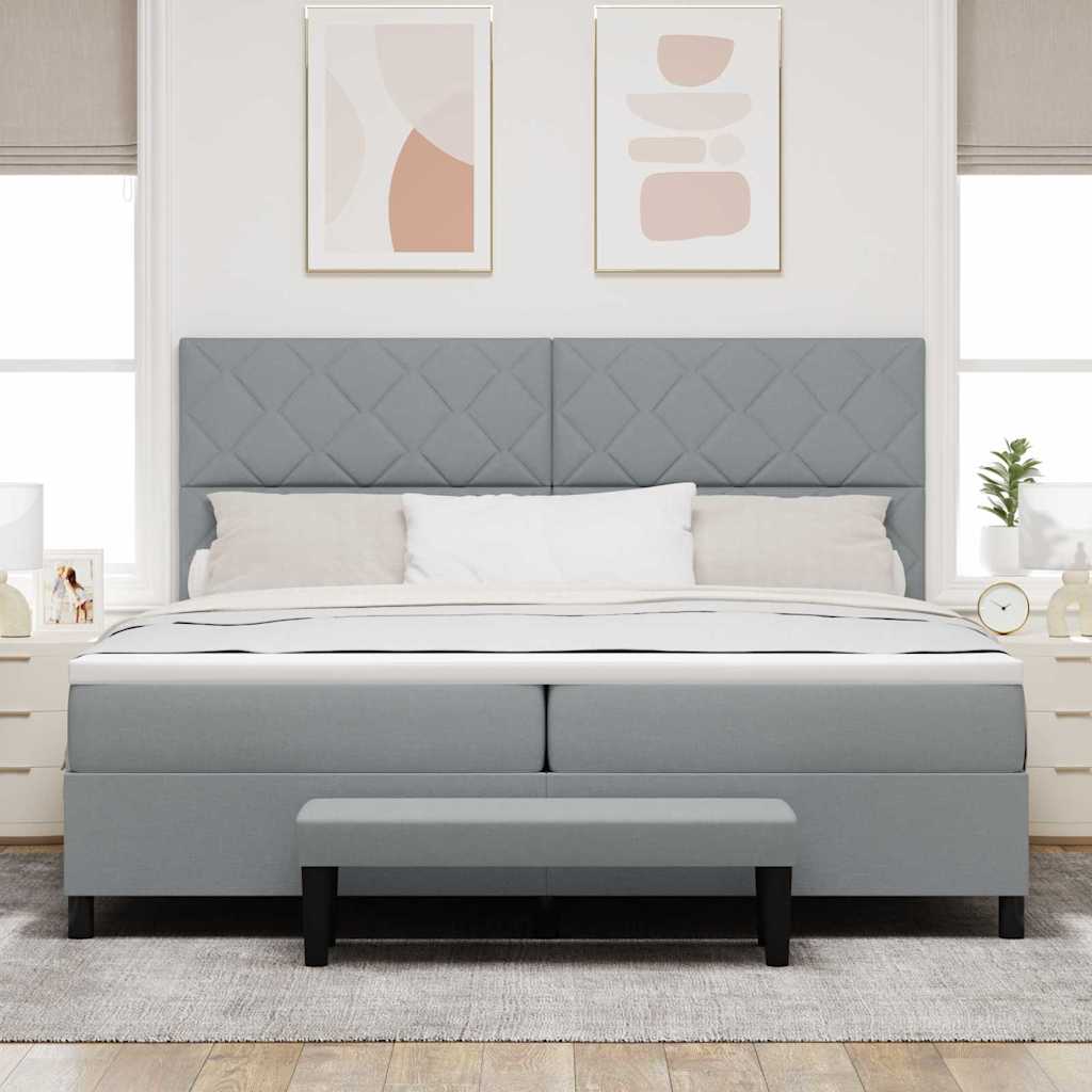 Krevet s opruga kutije Svijetlo siva 200 x 200 cm tkanina