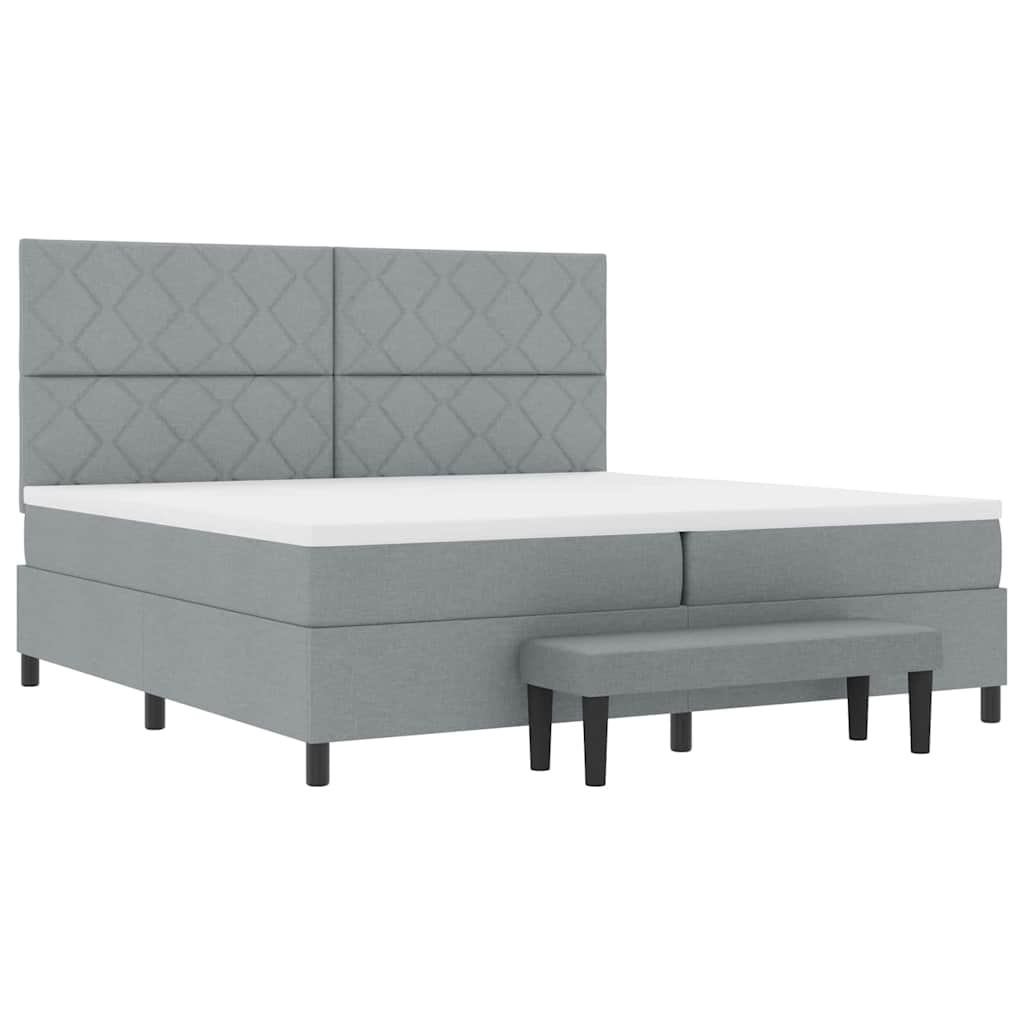 Krevet s opruga kutije Svijetlo siva 200 x 200 cm tkanina