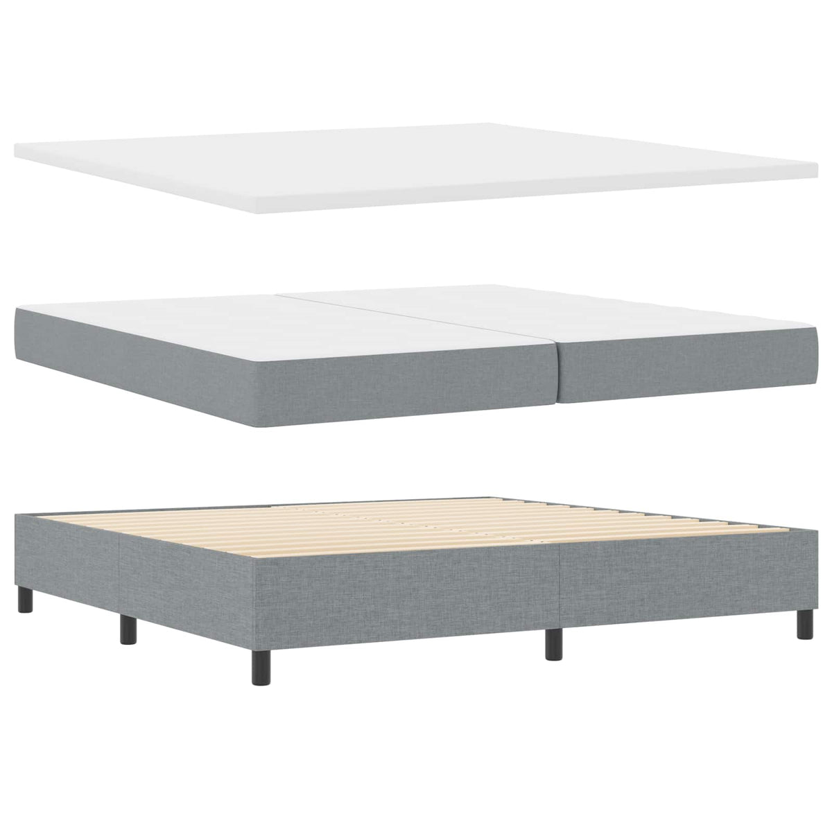 Krevet s opruga kutije Svijetlo siva 200 x 200 cm tkanina