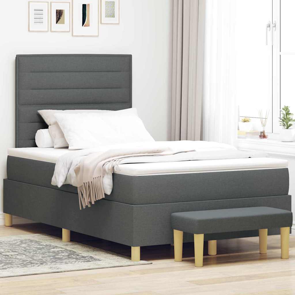 Krevet s opruga kutije Tamno siva 200 x 120 cm tkanina