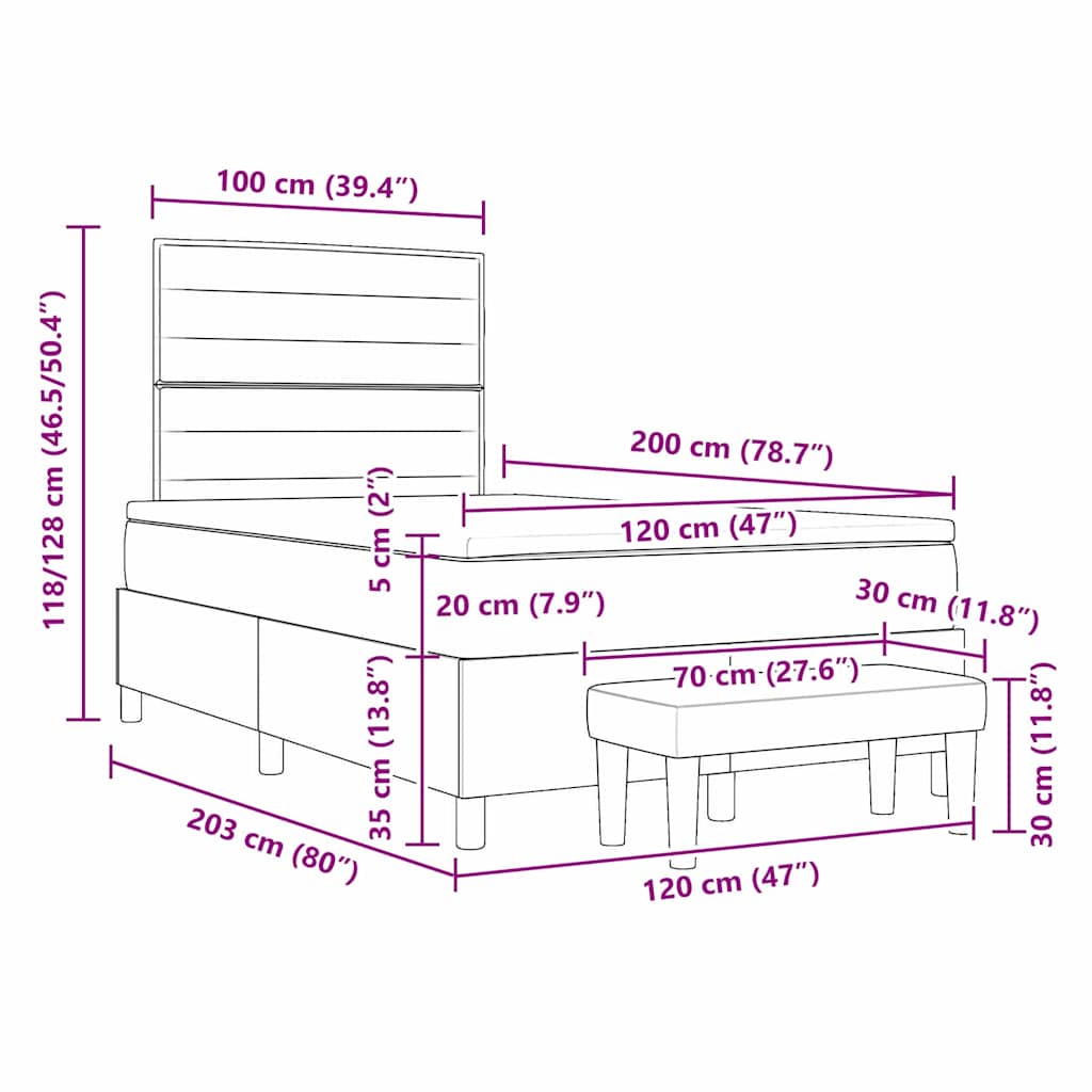 Krevet s opruga kutije s uzglavljem Plava 200 x 120 cm tkanina