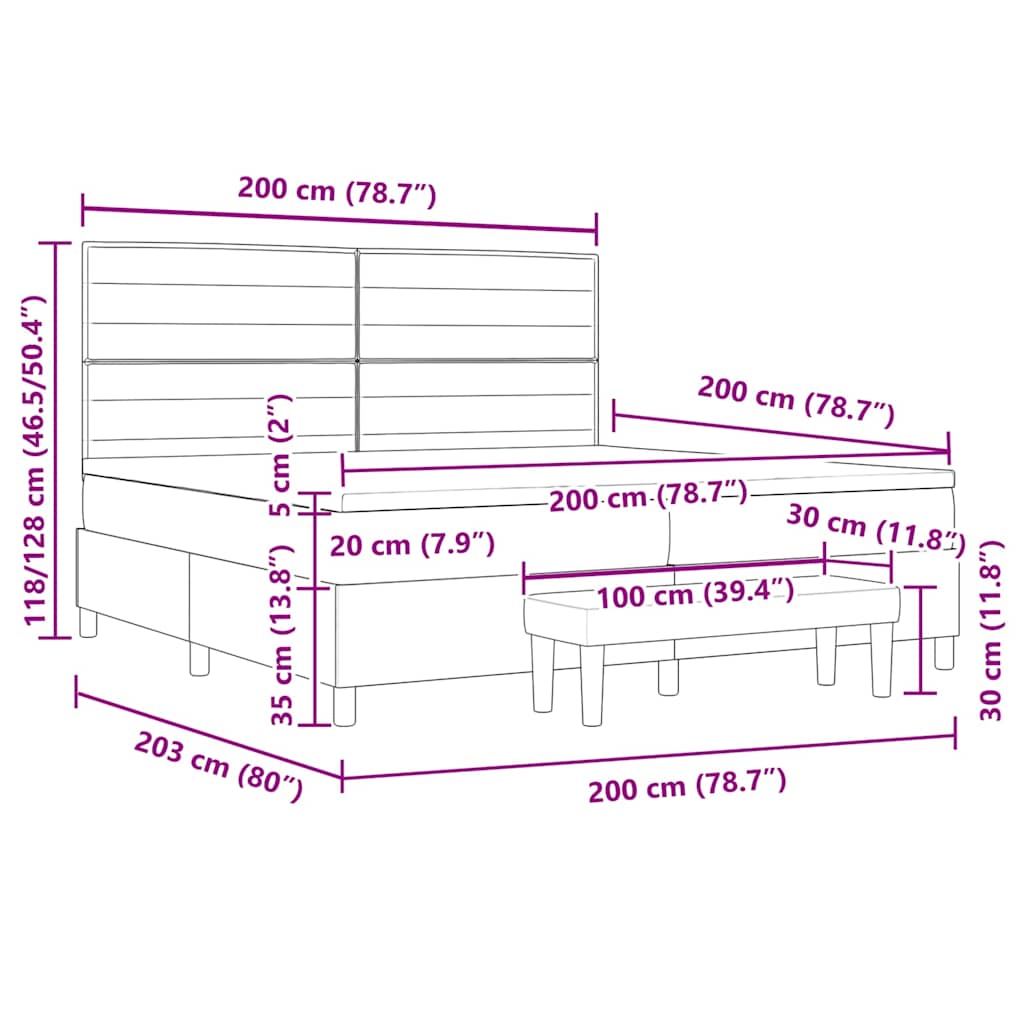 Krevet s opruga kutije Svjetlosiva 200 x 200 cm tkanina