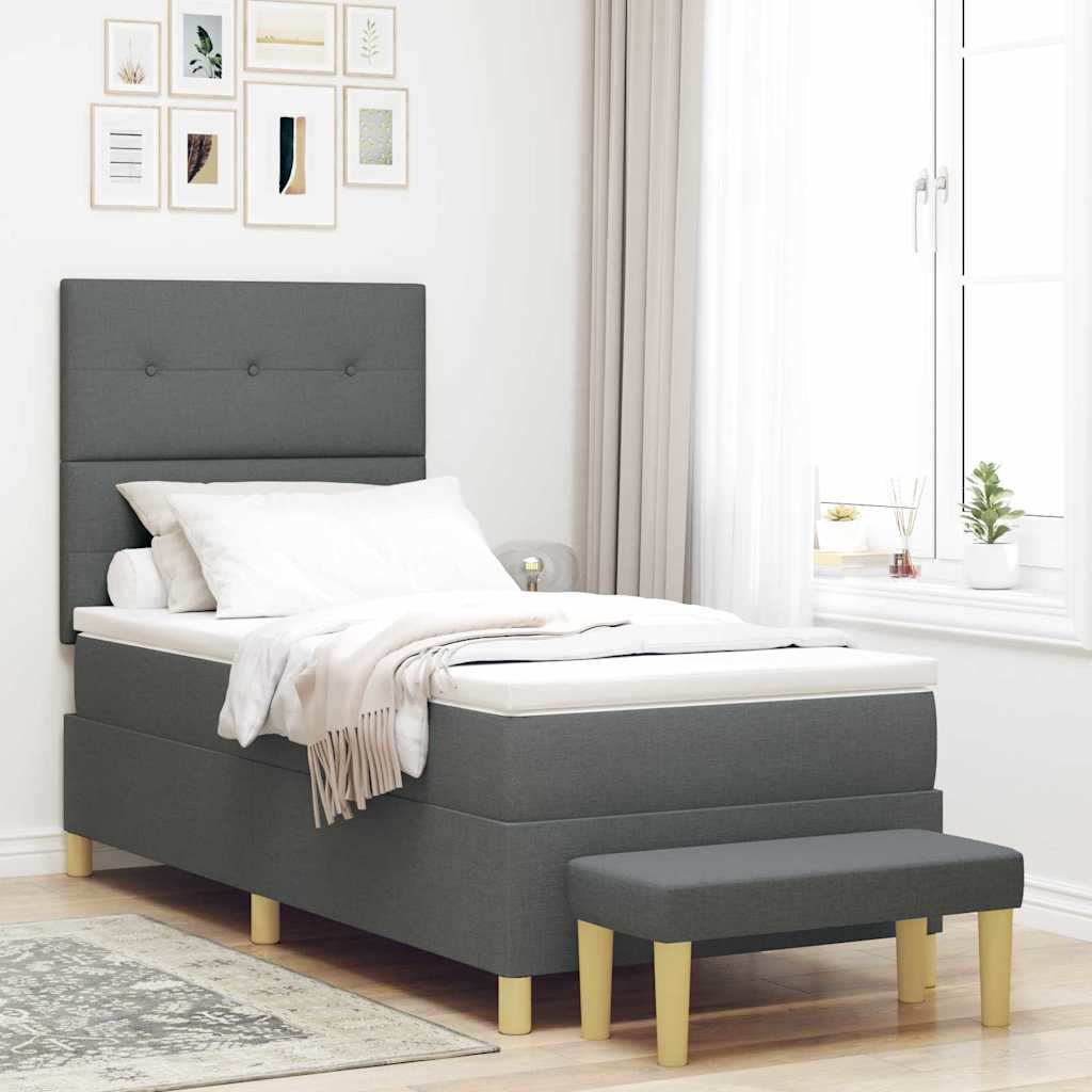 Krevet s opruga kutije Tamno siva 200 x 80 cm tkanina