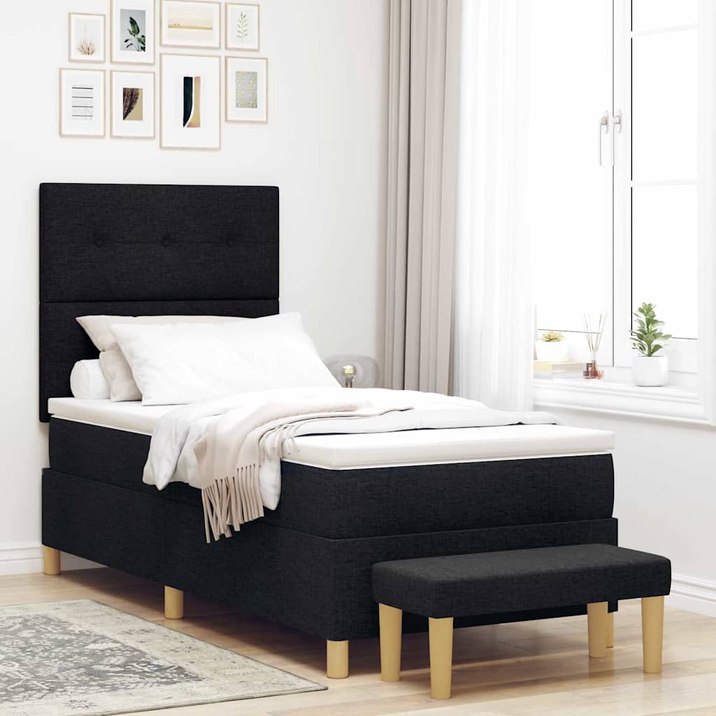 Krevet s opruga kutije s uzglavljem Crna 200 x 80 cm tkanina