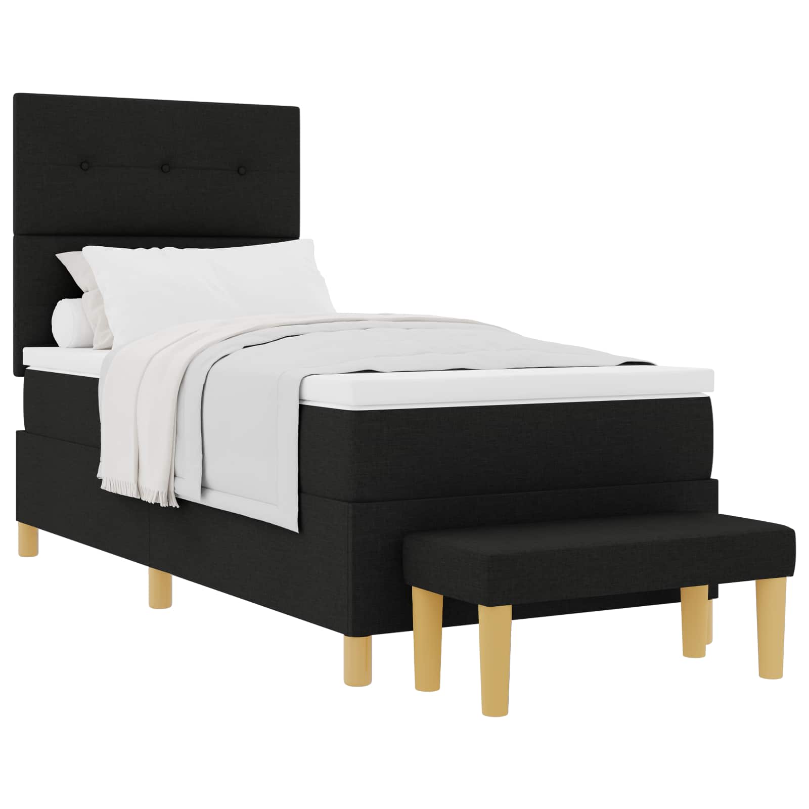 Krevet s opruga kutije s uzglavljem Crna 200 x 80 cm tkanina