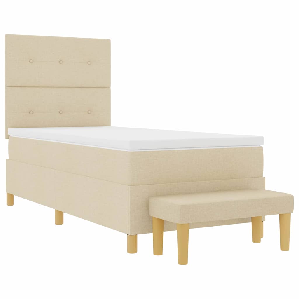 Krevet s opruga kutije s uzglavljem Krema 200 x 90 cm tkanina