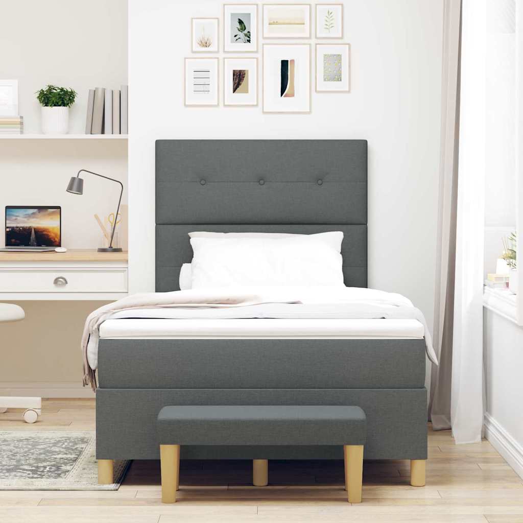 Krevet s opruga kutije Tamno siva 200 x 120 cm tkanina
