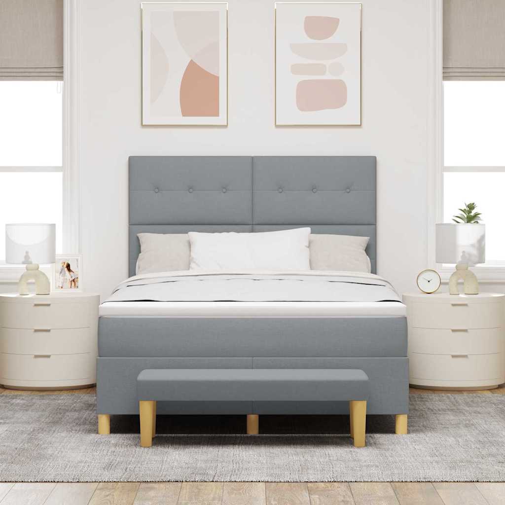 Krevet s opruga kutije Svjetlosiva 190 x 140 cm tkanina