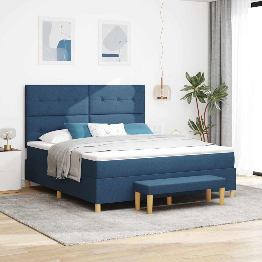 Krevet s opruga kutije s jastukom Plava 200 x 180 cm tkanina