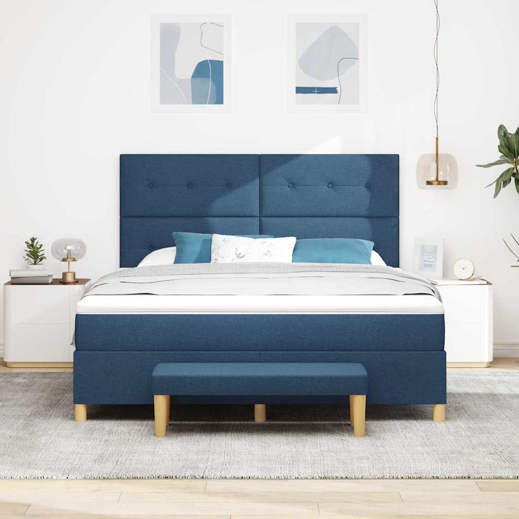 Krevet s opruga kutije s jastukom Plava 200 x 180 cm tkanina