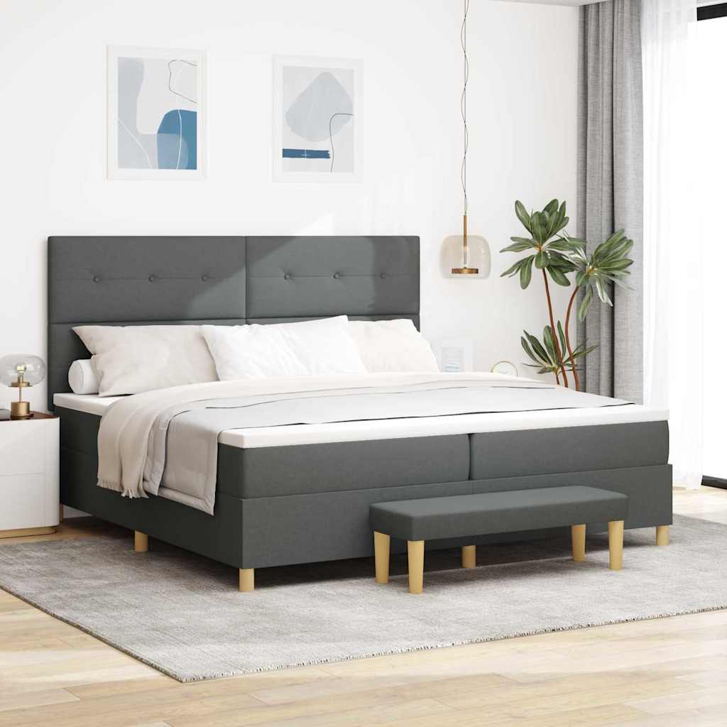 Krevet s opruga kutije Tamno siva 200 x 200 cm tkanina