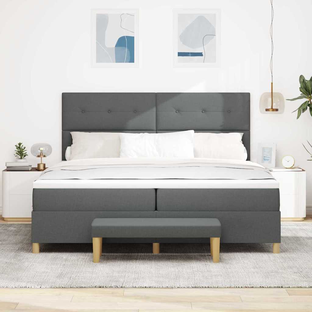 Krevet s opruga kutije Tamno siva 200 x 200 cm tkanina