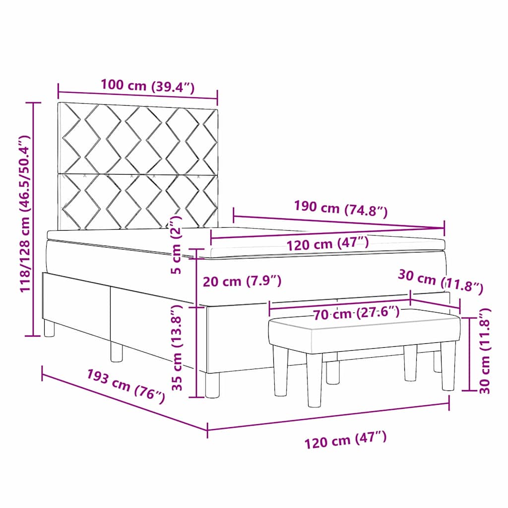Krevet s opruga kutije s jastukom Plava 190 x 120 cm tkanina
